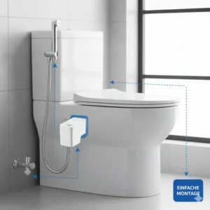 Einfache Montage des Bidet-Aufsatzes auf der Standardtoilette.