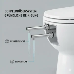 Detail eines Doppeldüsensystems für bidet aufsatz preis leistungssieger 2026.