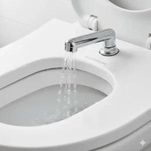 Detailansicht der Edelstahldüse: Fokus auf Selbstreinigung im bidet toilettenaufsatz test 2026 deutsch.