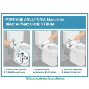 Schritt-für-Schritt-Anleitung zur Montage des manueller bidet aufsatz ohne strom test 2026 am WC-Sitz.