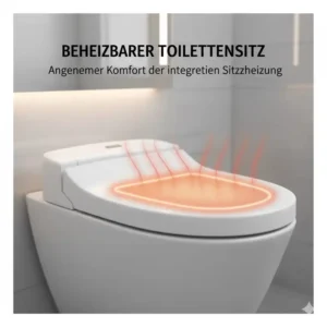 Nahaufnahme der Sitzfläche, die die angenehme und effiziente Heizfunktion des bidet toilettenaufsatz mit heizung test hervorhebt.