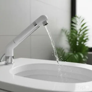 Die selbstreinigende Düse des Bidet Aufsatz mit Fernbedienung Test Modells.