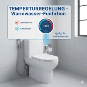 Detailansicht der Temperaturregelung für Warmwasser-Funktionen beim Bidet.
