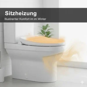 Illustrierte Sitzheizung des elektrischen Bidet-Aufsatzes für erhöhten Komfort.