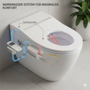 Darstellung des Heizsystems (Tank oder Durchlauferhitzer); ein Kriterium, um zu wissen, welcher Bidet Toilettenaufsatz ist am besten 2026.
