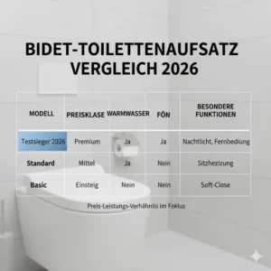 Vergleichstabelle für verschiedene Modelle, um die Frage zu beantworten, welcher Bidet Toilettenaufsatz ist am besten 2026.