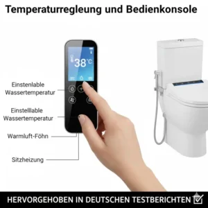 Bedienfeld und Temperatureinstellungen des Premium- bidet aufsatz testberichte deutsch Gerätes.