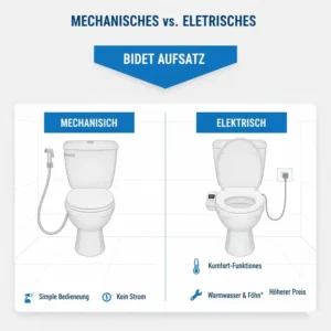 Vergleich: Unterschiede zwischen einem mechanischen und einem elektrischen Bidet Aufsatz.