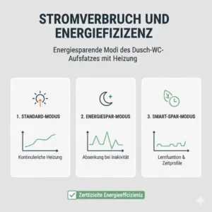 Graphik zur Energieeffizienz und dem Stromverbrauch im bidet toilettenaufsatz mit heizung test.