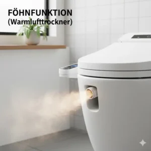 Detail der integrierten Föhnfunktion (Warmlufttrockner), bewertet im bidet toilettenaufsatz test 2026 deutsch.