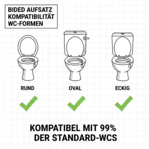 Kompatibilitätsübersicht der günstiger bidet aufsatz empfehlung 2026 mit verschiedenen WC-Formen.