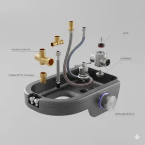 Detailansicht der hochwertigen Materialien im bidet aufsatz robustes design test.
