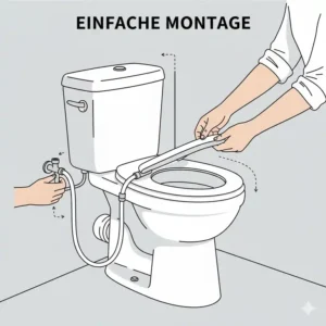 Illustration der einfachen Montage für den Bidet Aufsatz bester Komfort Test.