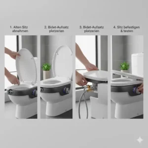 Illustration der einfachen Installation für den bidet aufsatz robustes design test.