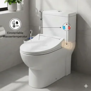 Die Einstellung der Wassertemperatur am bidet toilettenaufsatz mit lufttrockner.