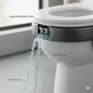 Selbstreinigende Düsenfunktion des bidet aufsatz robustes design test Modells.