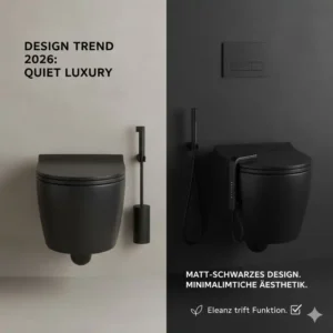 Minimalistisches Design in Matt-Schwarz passend zum bidet aufsatz trend deutschland 2026 in der modernen Architektur.