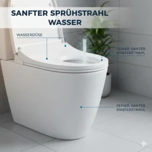 Der sanfte Sprühstrahl im praktischen Bidet Toilettenaufsatz weiches Wasser Test.