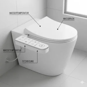 Intuitive Bedienung am Panel des bidet aufsatz beste modelle im vergleich 2026 zur Einstellung von Wassertemperatur und Druck.