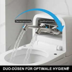 Die innovative Duo-Düse zeigt den bidet toilettenaufsatz beste düsenqualität in Aktion.
