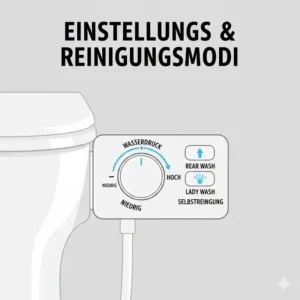 Detailed view of the control dial on a bidet toilettenaufsatz gründliche reinigung test device.