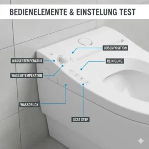 Die intuitiven Bedienelemente direkt am Bidet Toilettenaufsatz weiches Wasser Test Gerät.