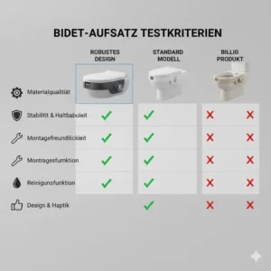 Infografik der Vergleichsergebnisse zum bidet aufsatz robustes design test.