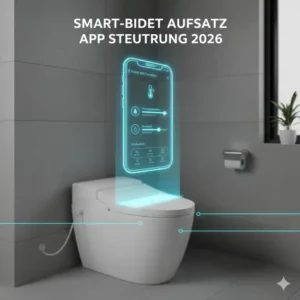 Darstellung der App-Steuerung für einen modernen bidet toilettenaufsatz im vergleich 2026.