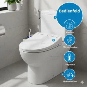 Übersicht der Fernbedienung und Funktionen für den bidet toilettenaufsatz mit lufttrockner.