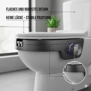 Das flache und stabile Profil im bidet aufsatz robustes design test.