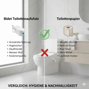 Ein direkter Hygiene-Vergleich unterstreicht den bidet toilettenaufsatz beste düsenqualität gegenüber Papier.