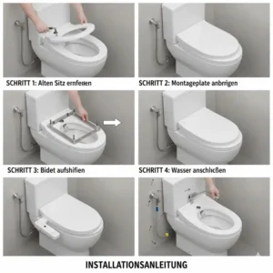 Bidet Toilettenaufsatz Damenreinigung Vergleich: Einfache Schritt-für-Schritt-Anleitung zur Installation des Aufsatzes auf einer Standardtoilette.