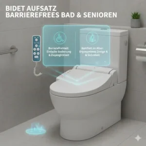 Ein barrierefreier bidet toilettenaufsatz im vergleich 2026 mit ergonomischer Fernbedienung für Senioren.