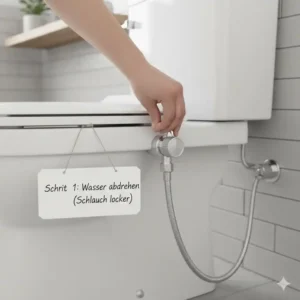 Wasser abdrehen für die bidet aufsatz installation ohne werkzeug.