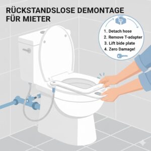 Rückstandslose Demontage vom bidet aufsatz für mieter ohne bohren beim Auszug.