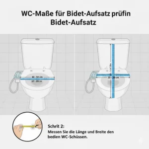 Skizze der korrekten Maße zur Bestimmung, welcher bidet aufsatz passt auf mein wc.
