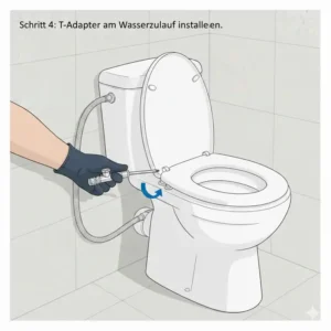 Montage des T-Adapters während der bidet toilettenaufsatz installation in 10 minuten.