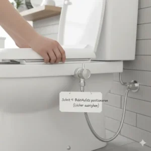 Den bidet aufsatz installation ohne werkzeug auf der Keramik ausrichten.