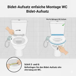 Darstellung der Installation zur Hilfe bei der Entscheidung, welcher bidet aufsatz passt auf mein wc.