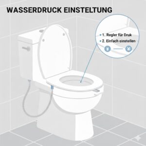 Regler zur Wasserdruckeinstellung am bidet aufsatz für mieter ohne bohren.