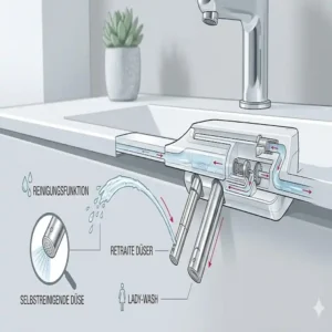 Detailansicht der Reinigungsdüsen vom bidet toilettenaufsatz kompatibel mit geberit.
