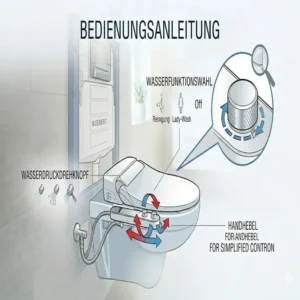 Darstellung der intuitiven Bedienelemente am bidet toilettenaufsatz kompatibel mit geberit.