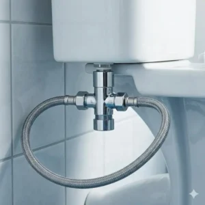 Bidet Aufsatz Problem Lösung Wasseraustritt: Überprüfung der Verbindung am T-Adapter zur Vermeidung von Leckagen.