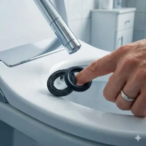 Bidet Aufsatz Problem Lösung Wasseraustritt: Austausch einer defekten Dichtung gegen ein neues Ersatzteil.