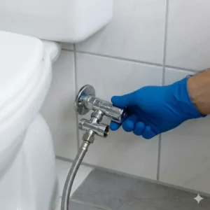 Ein T-Stück am Wasseranschluss montieren während der bidet toilettenaufsatz ohne strom installation.