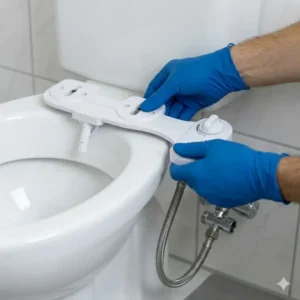 Den Aufsatz präzise ausrichten für eine perfekte bidet toilettenaufsatz ohne strom installation.