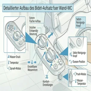 Profilansicht des ultra-flachen Designs eines bidet aufsatz für wandhängendes wc.