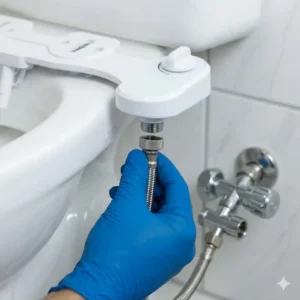 Den Flexschlauch fest anschließen als Teil der bidet toilettenaufsatz ohne strom installation.