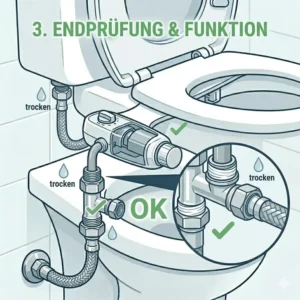 Abschließender Funktionstest der bidet aufsatz anleitung für diy installation.