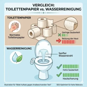 Ein visueller Vergleich zwischen Papier und Wasserhygiene im bidet aufsatz gegen analbeschwerden test.